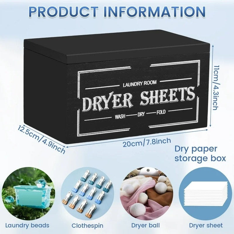 Wooden Dryer Sheet Holder With Lid Large Capacity Dustproof