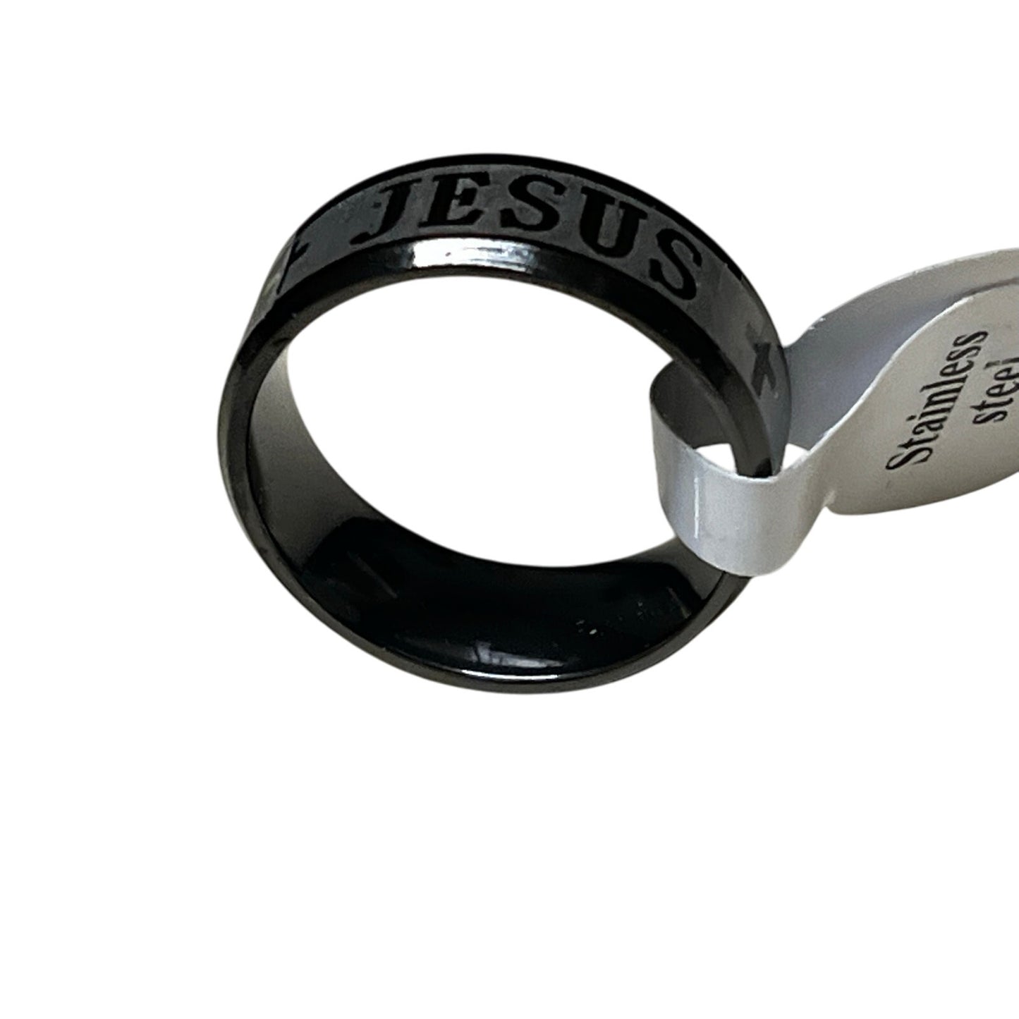 Jesus Black Stainless Men’s Ring Size 19 With Tag On It