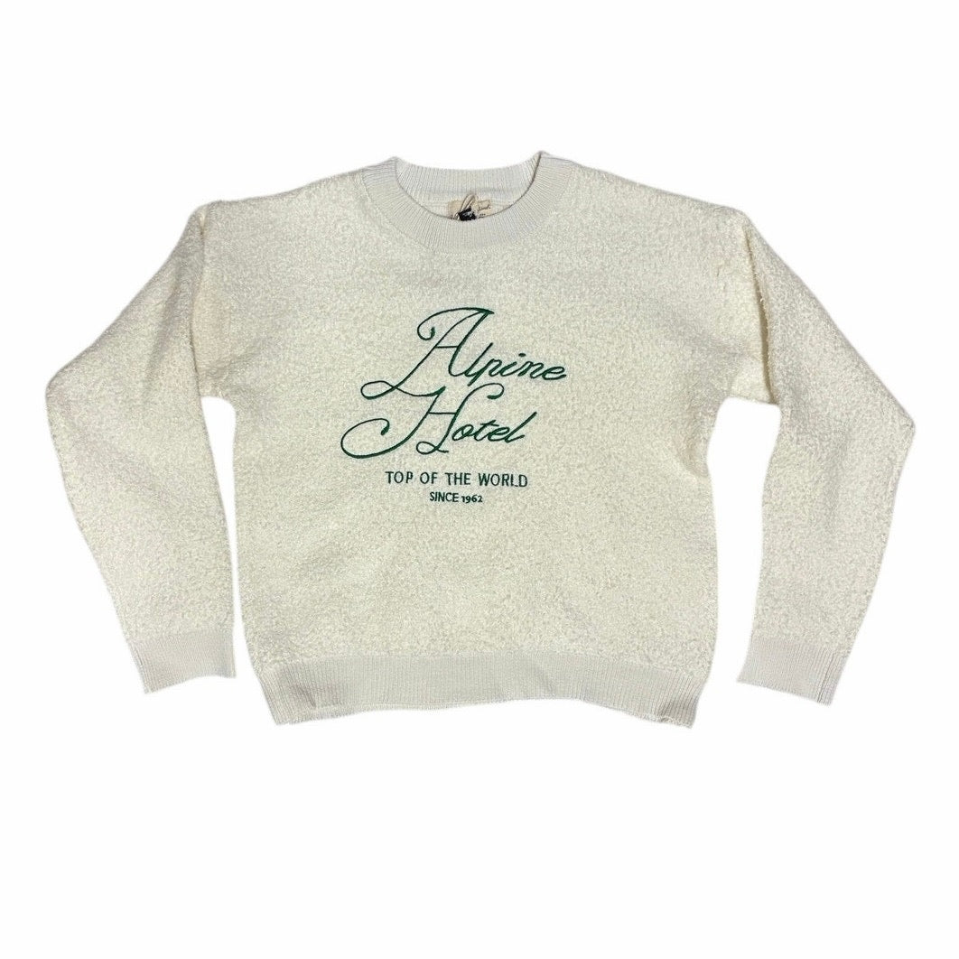 Universal thread Long Sleeve Cozy Alpine Hotel Crewneck Pullover Sweater White