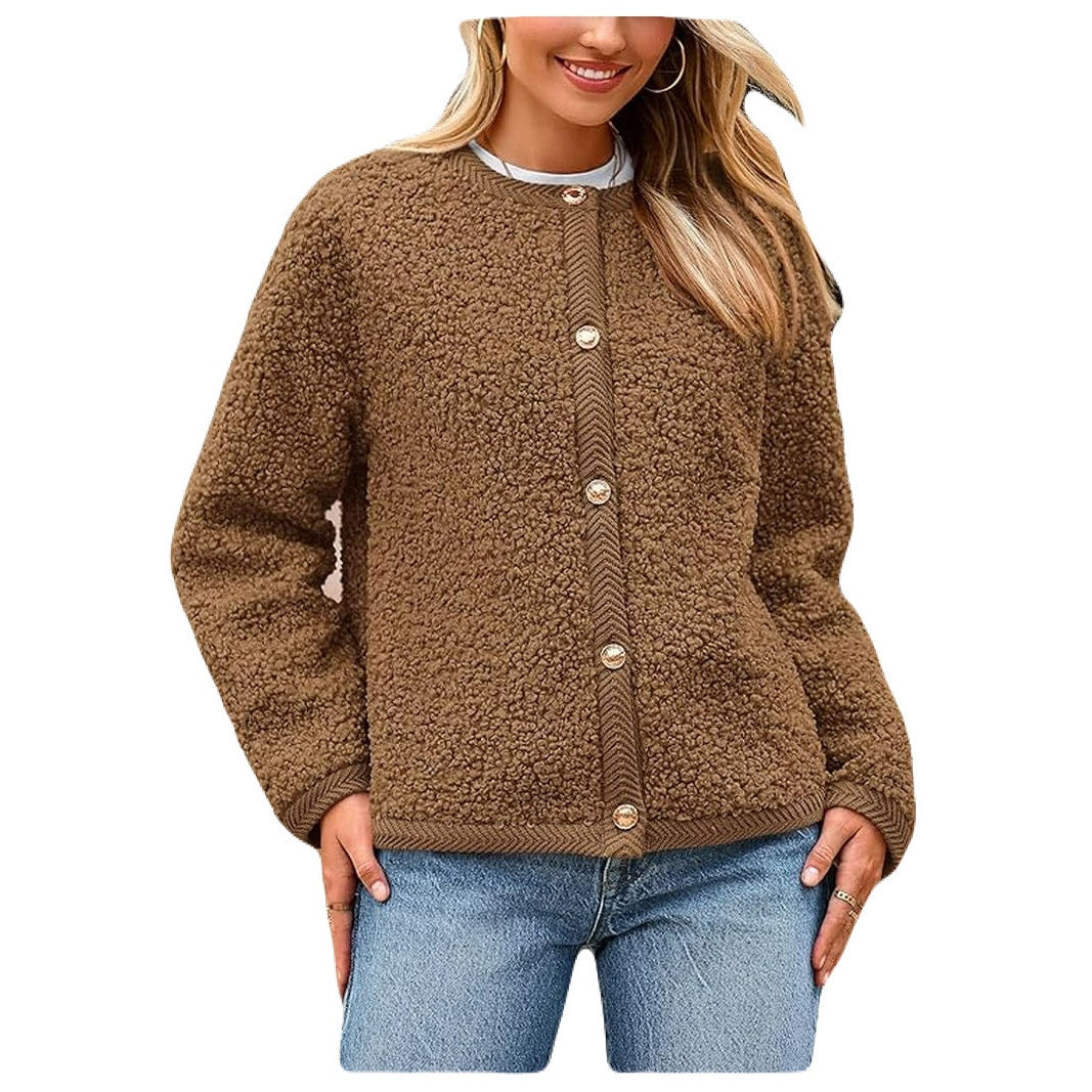 PrettyGarde Women's Faux Fur Coat Fall Fuzzy Fleece Button up Shearling Cropped