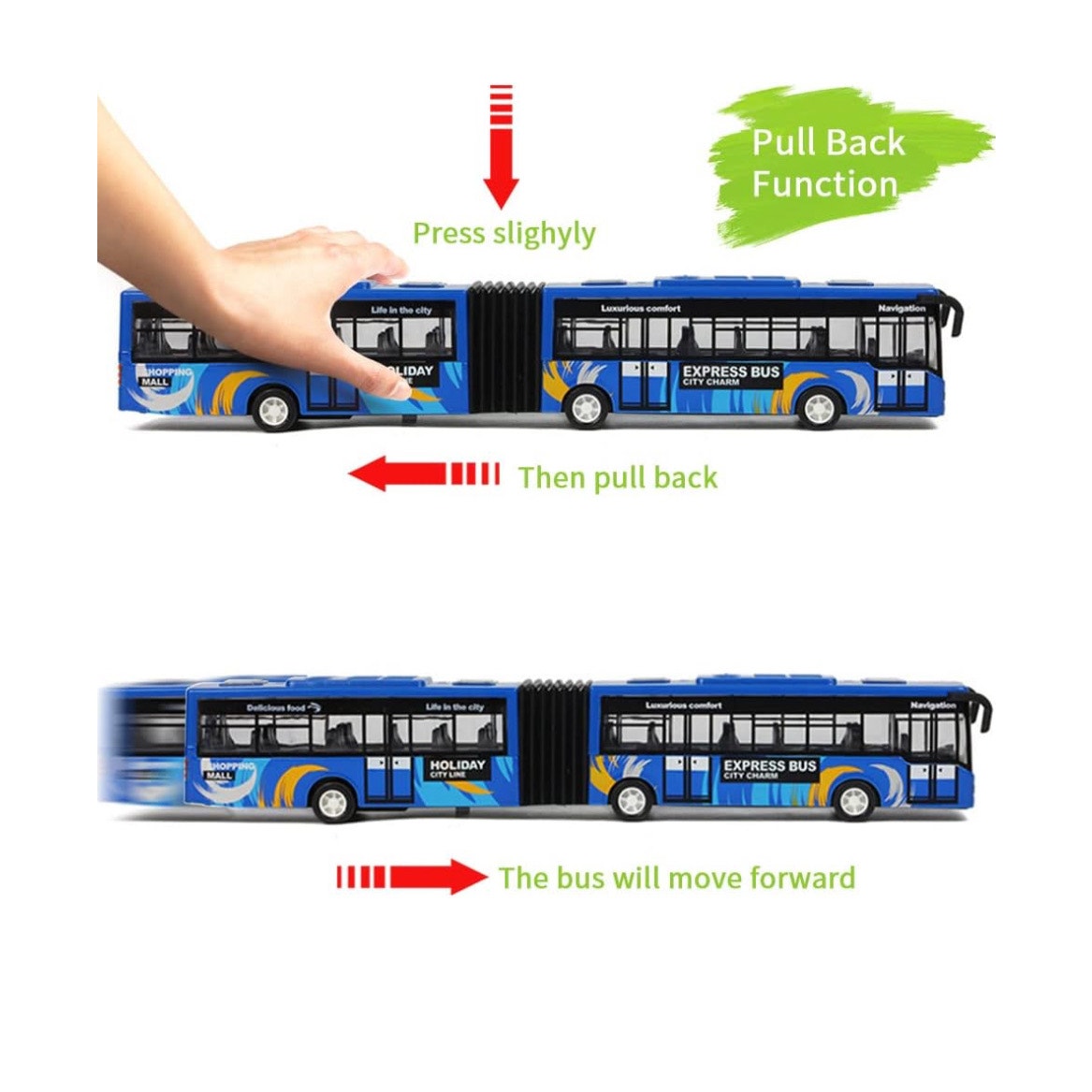 City Bus Toy for Kids, Die Cast Alloy Pull Back Vehicles