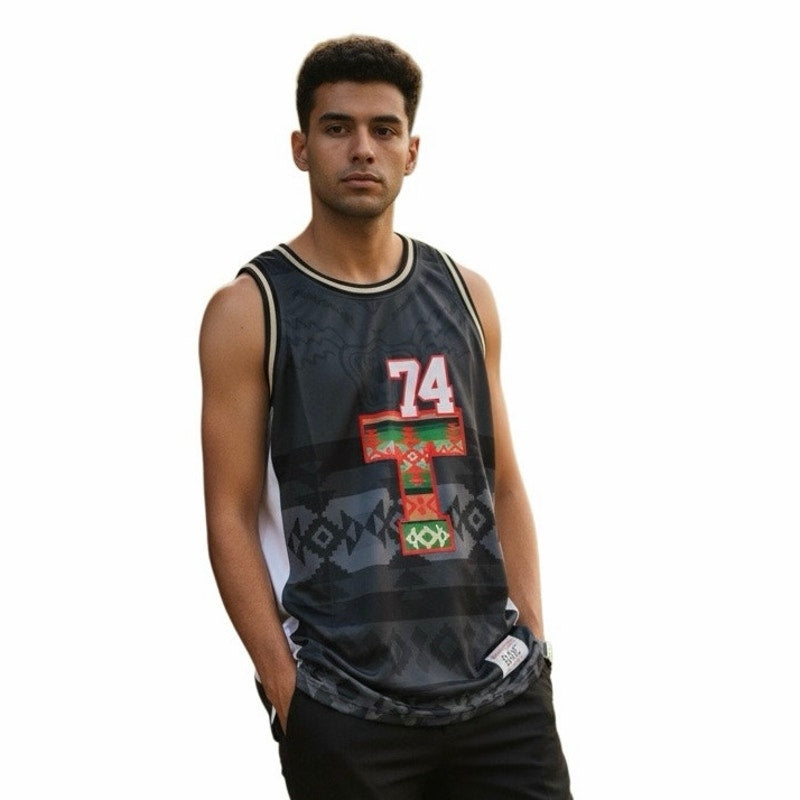 Tisa Black Tribal Basketball Jersey Size XL TISA01-BBJ-09