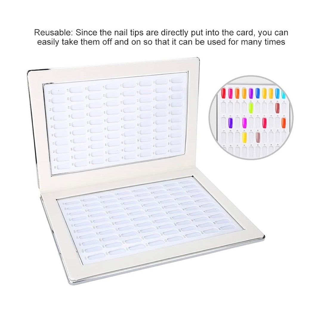160 Nail Color Chart Display Book, Nail Gel Color Card Display Chart Book, Multi Purpose Nail Salon Tool, Nail Art Showing Shelf, No Need Pasting, No Need Glue(White)