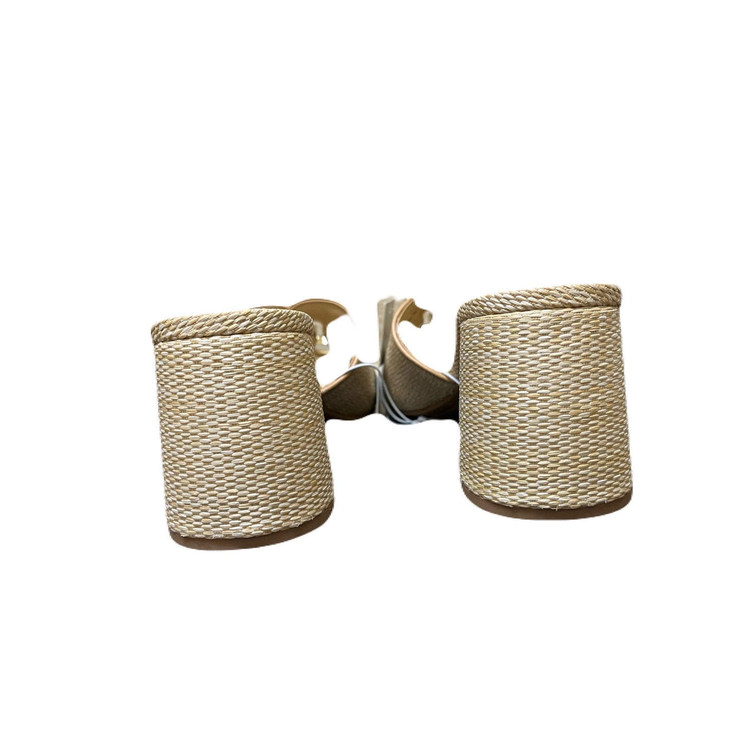 Women's Arden Raffia Ornamented Block Heels with Memory Foam Insole - A New Day Tan Size 8
