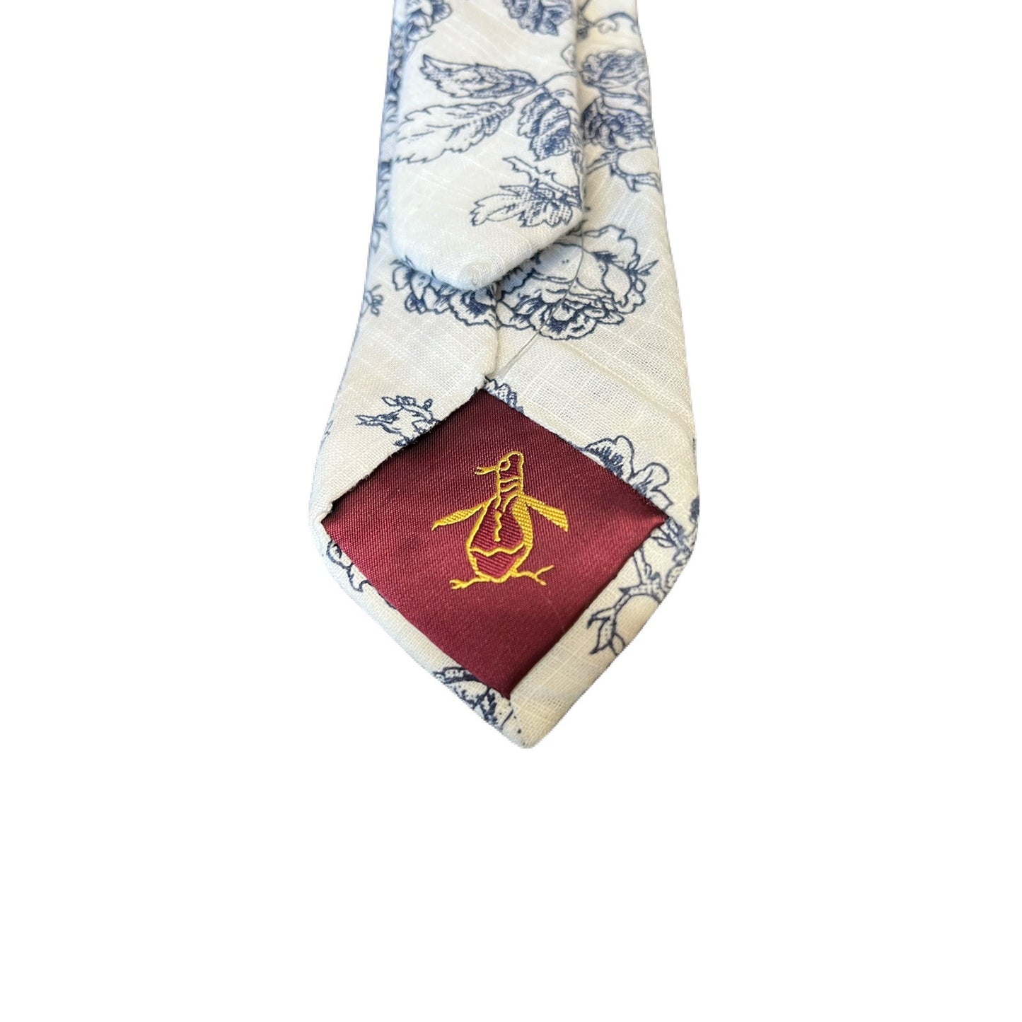 Penguin Men’s Tie White with Blue leafs On It