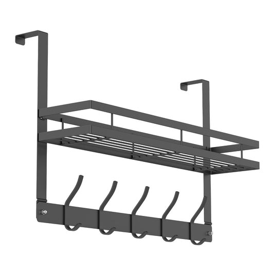 Metal Over the Door 5 Hooks Coat Towel Clothe Bag Hanger Rack Bathroom Organizer