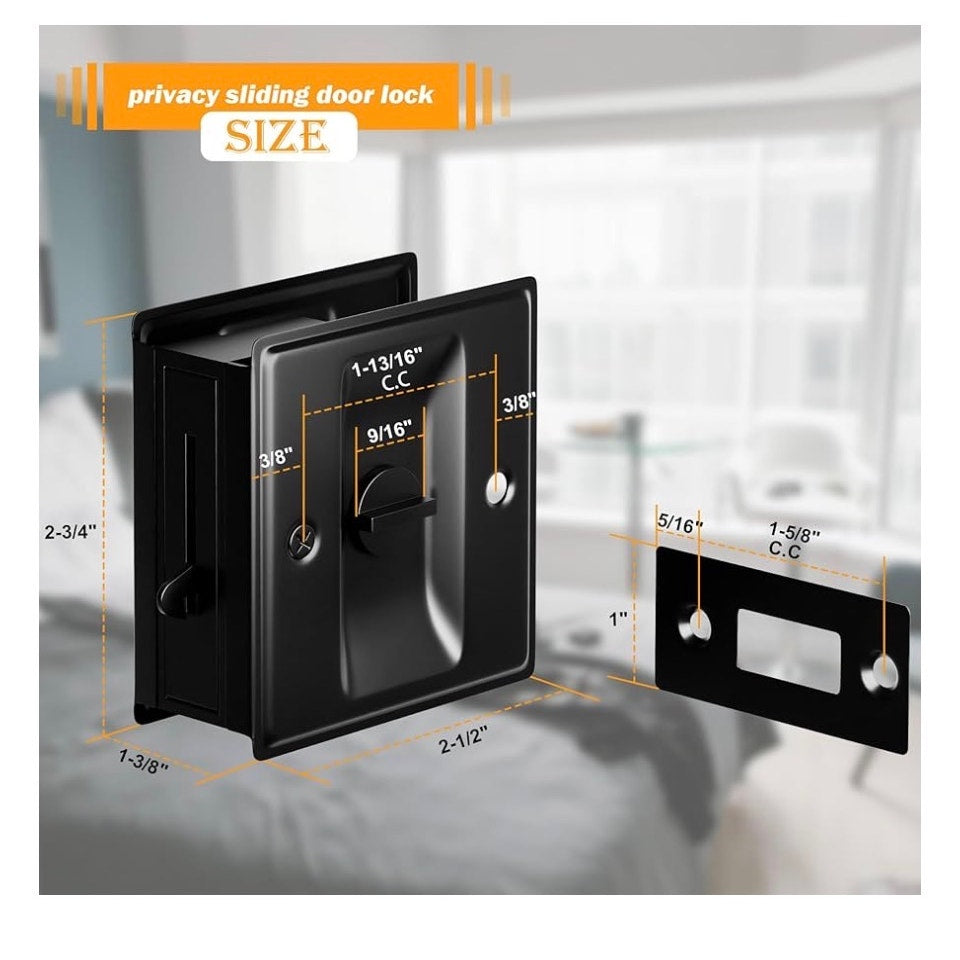 Privacy Sliding Door Lock with Pull - Replace Old Or Damaged Pocket Locks