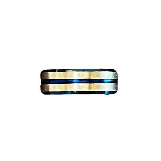 Blue & Sliver Stainless Steel Men’s Ring Size 11