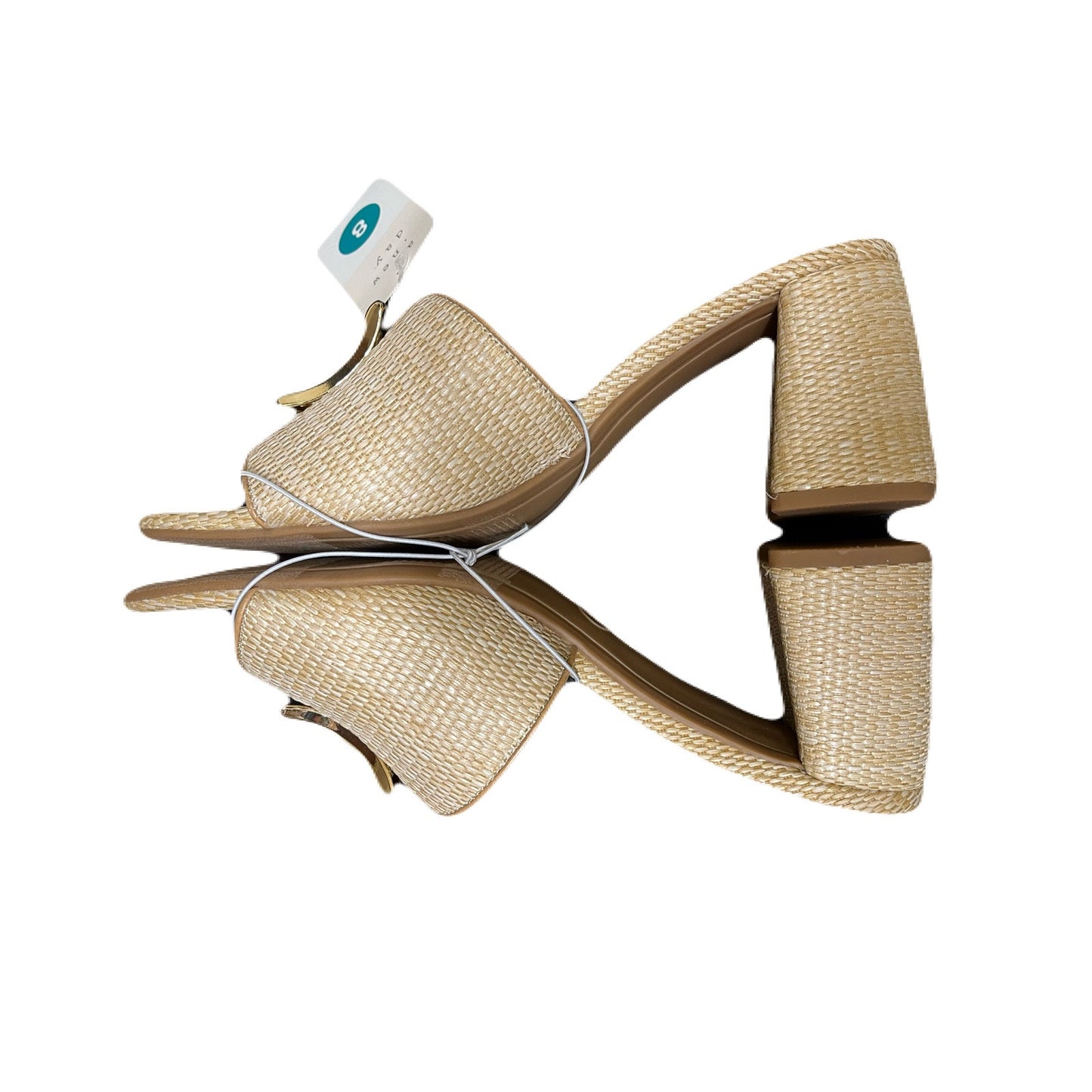 Women's Arden Raffia Ornamented Block Heels with Memory Foam Insole - A New Day Tan Size 8