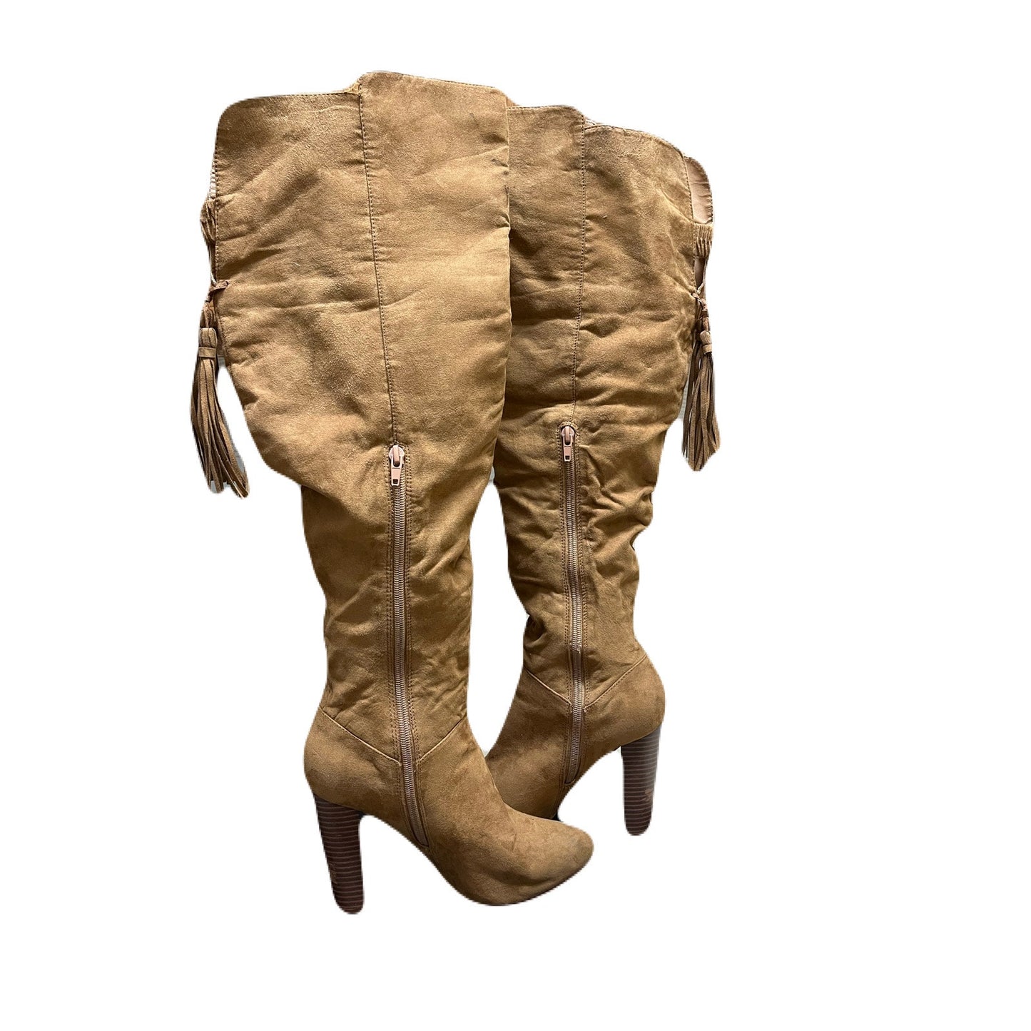 Just Jab Tan Women’s Boots 23” L With 4” Heels Size 8.5