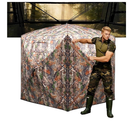FUNHORUN Hunting Blind 270/360 Degree See Through Ground Blind，2/3 Person Tent