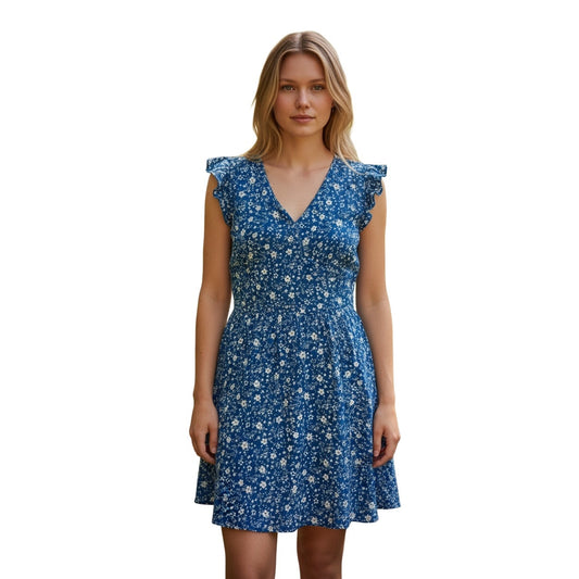 huhot women's casual summer vacation mini dress blue Size Small