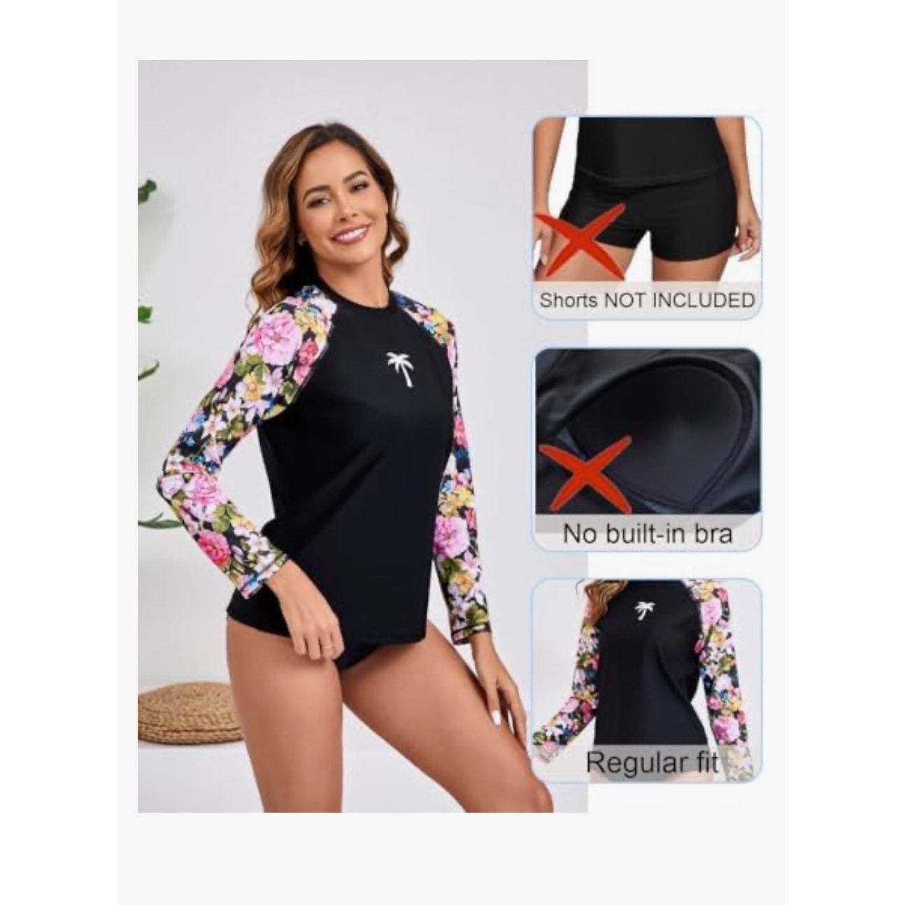 Halcurt Women's Long Sleeve Rash Guard Swim Shirt Sun Protection Swimsuit Top