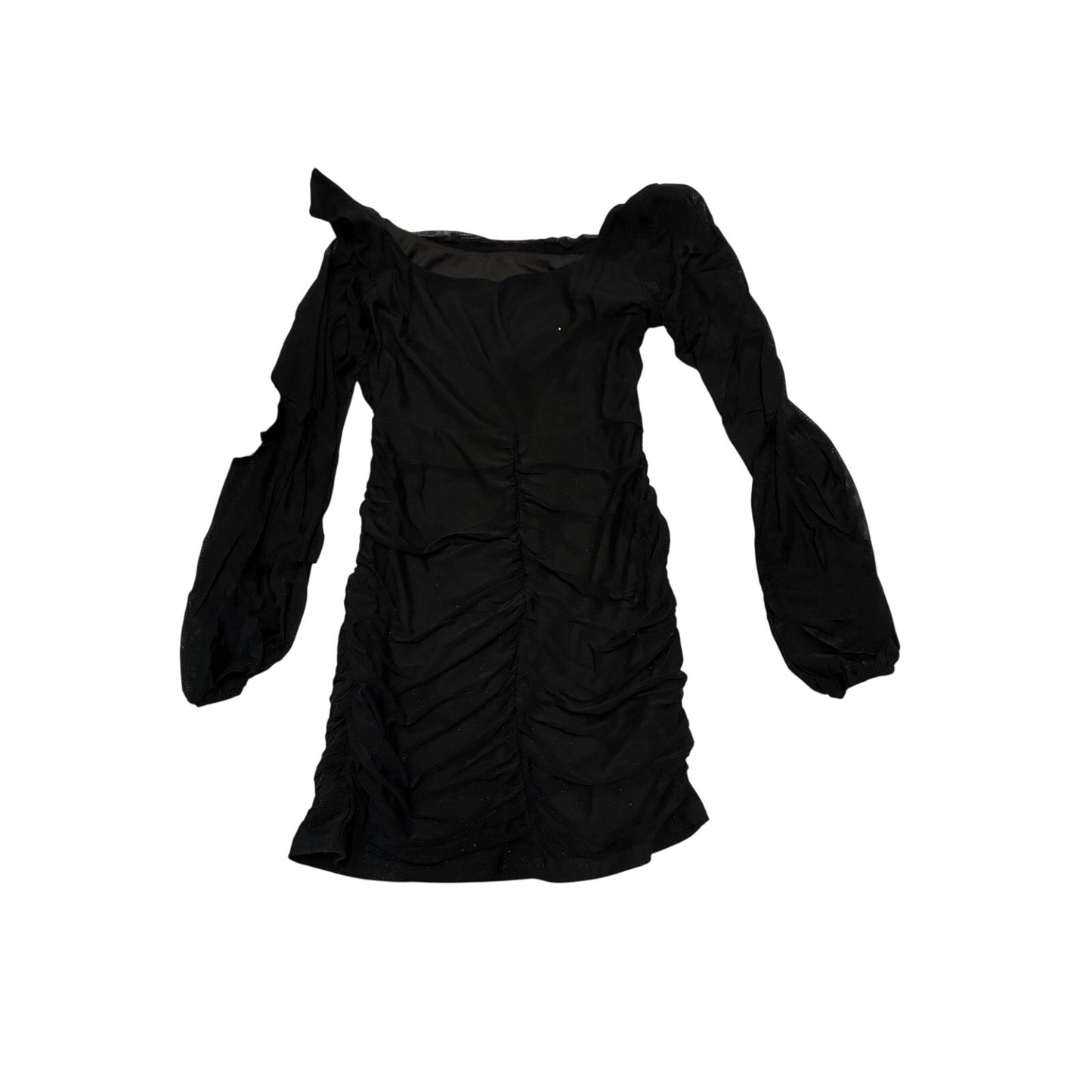 Gokatosau Women's Mesh Long Sleeve Square Neck Ruched Party Club Cocktail Dress