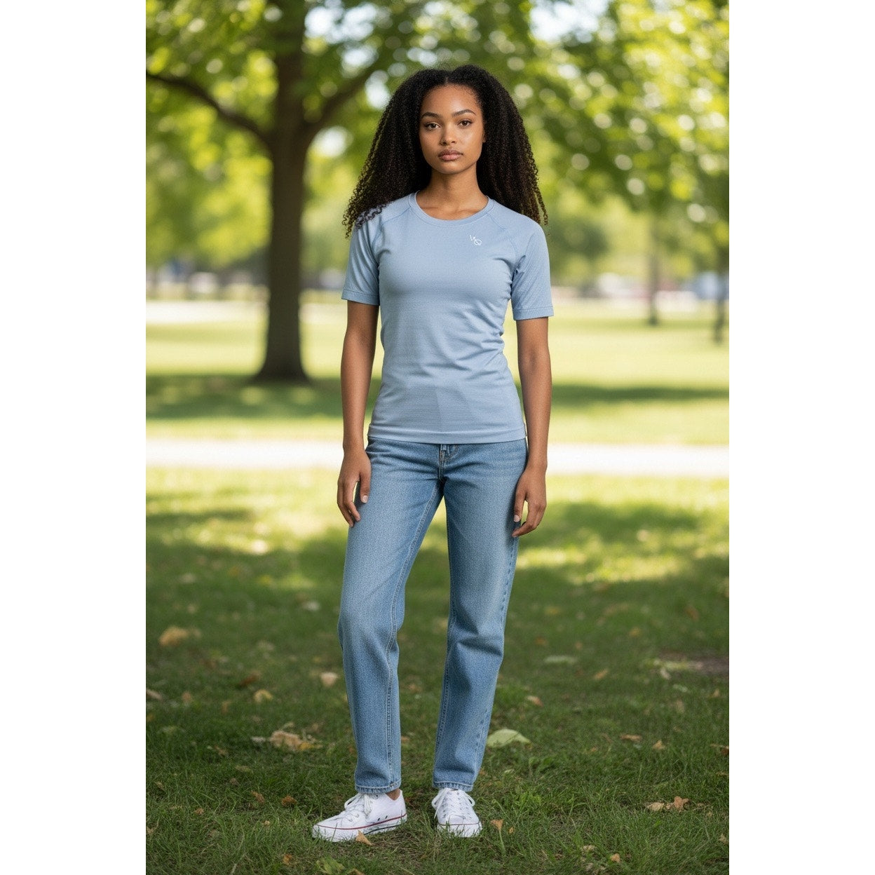 Vanquish Women’s Elevate Seamless Sky Blue MIDI Cap Sleeve T-Shirt Size XL