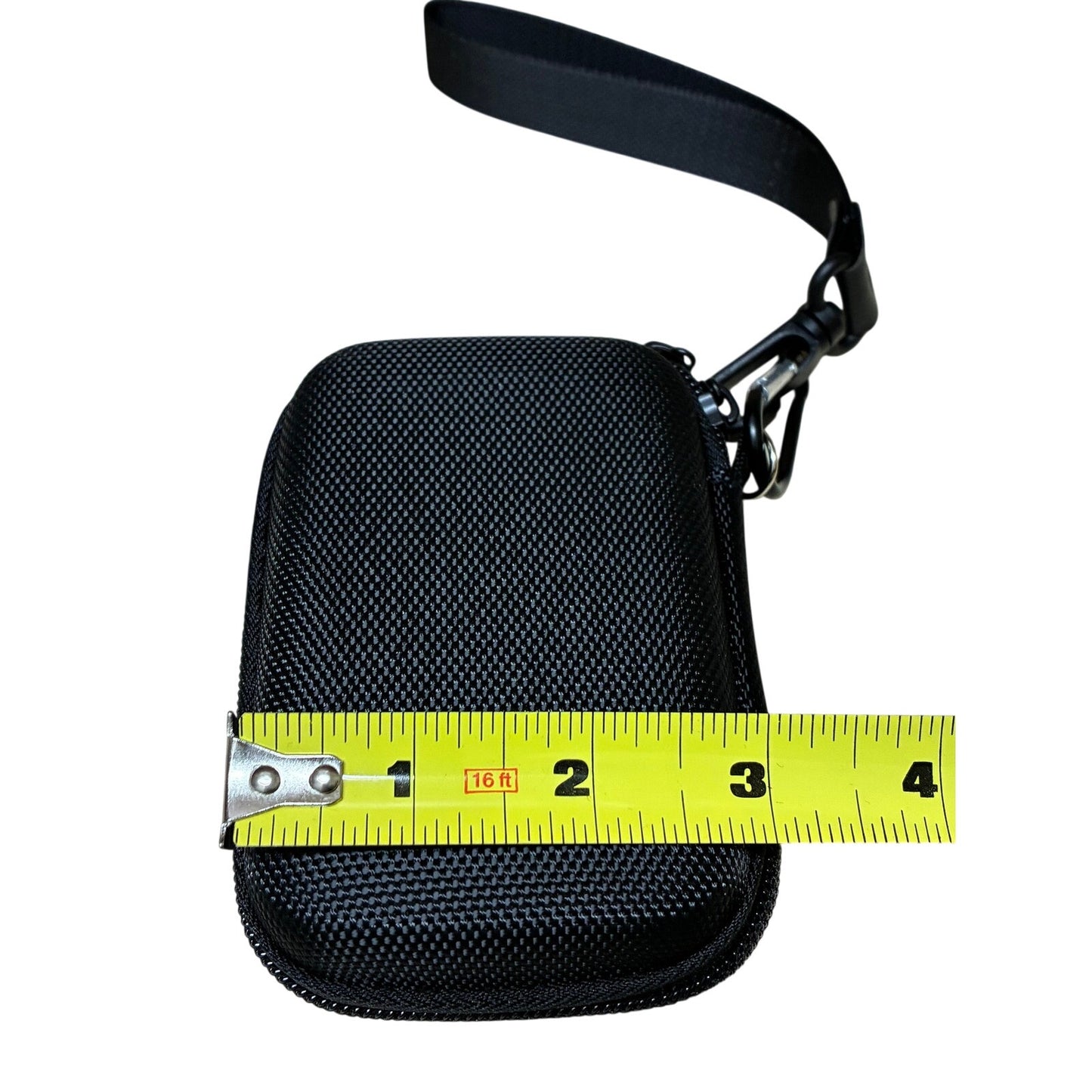 black hard shell travel pouch 4” L X 3” W