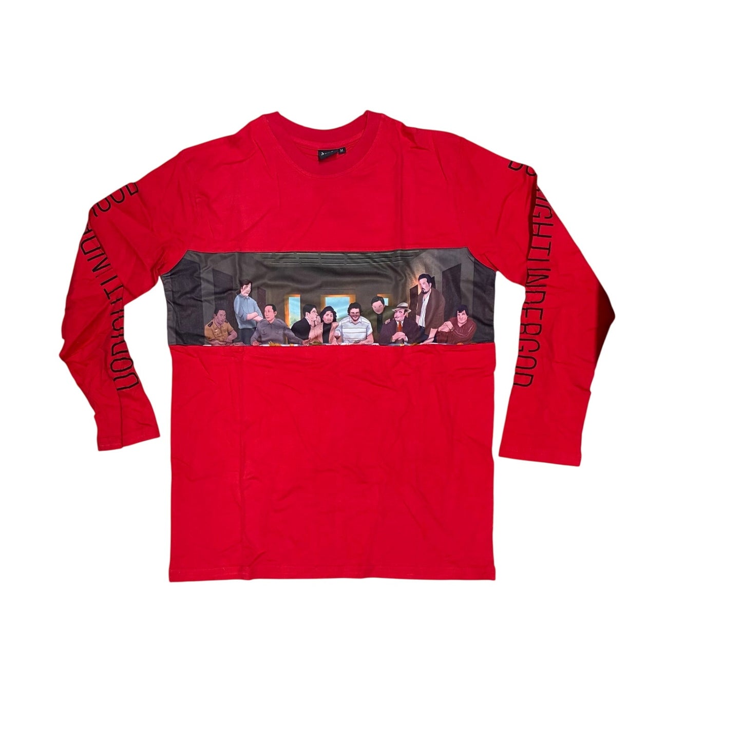Red Long Sleeve T-Shirt with graph print in the middle Size Medium