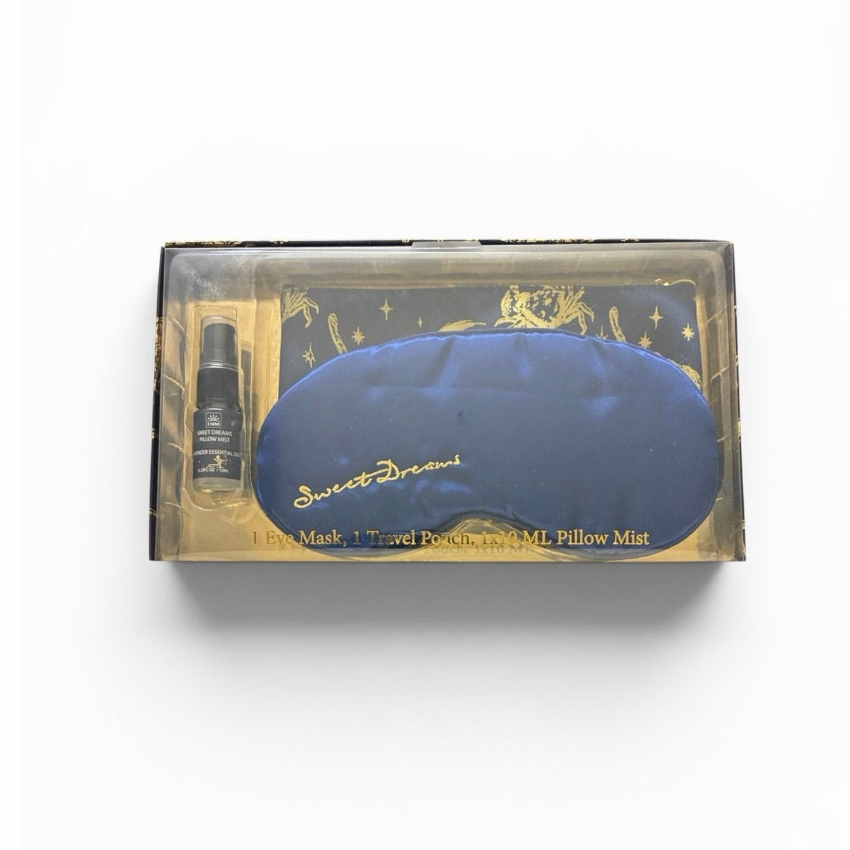 Silk Eye Sleep Mask Bundle Travel Pouch Case And Calming 1 ml Spray Pillow Mist