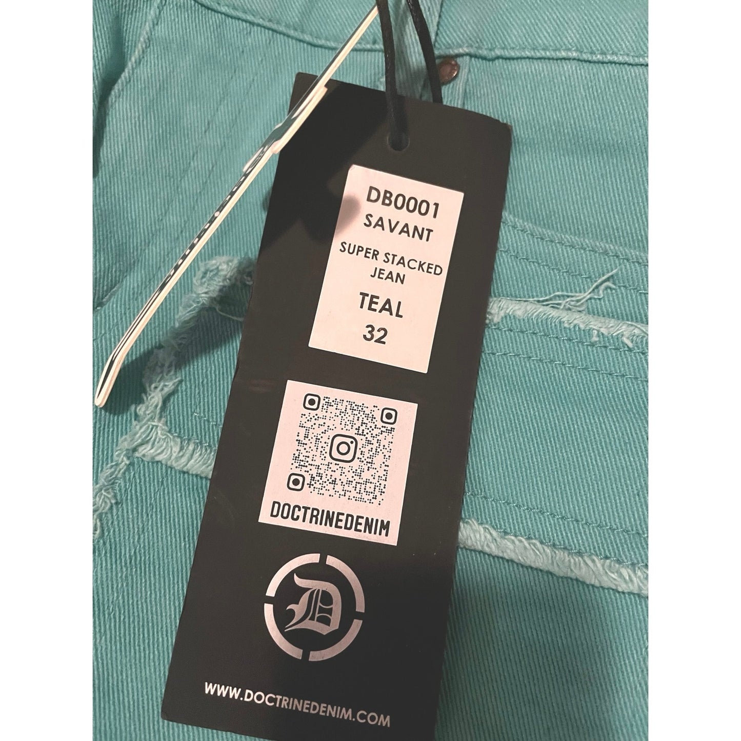 Doctrine Savant Super Stacked Jean Teal Size 32