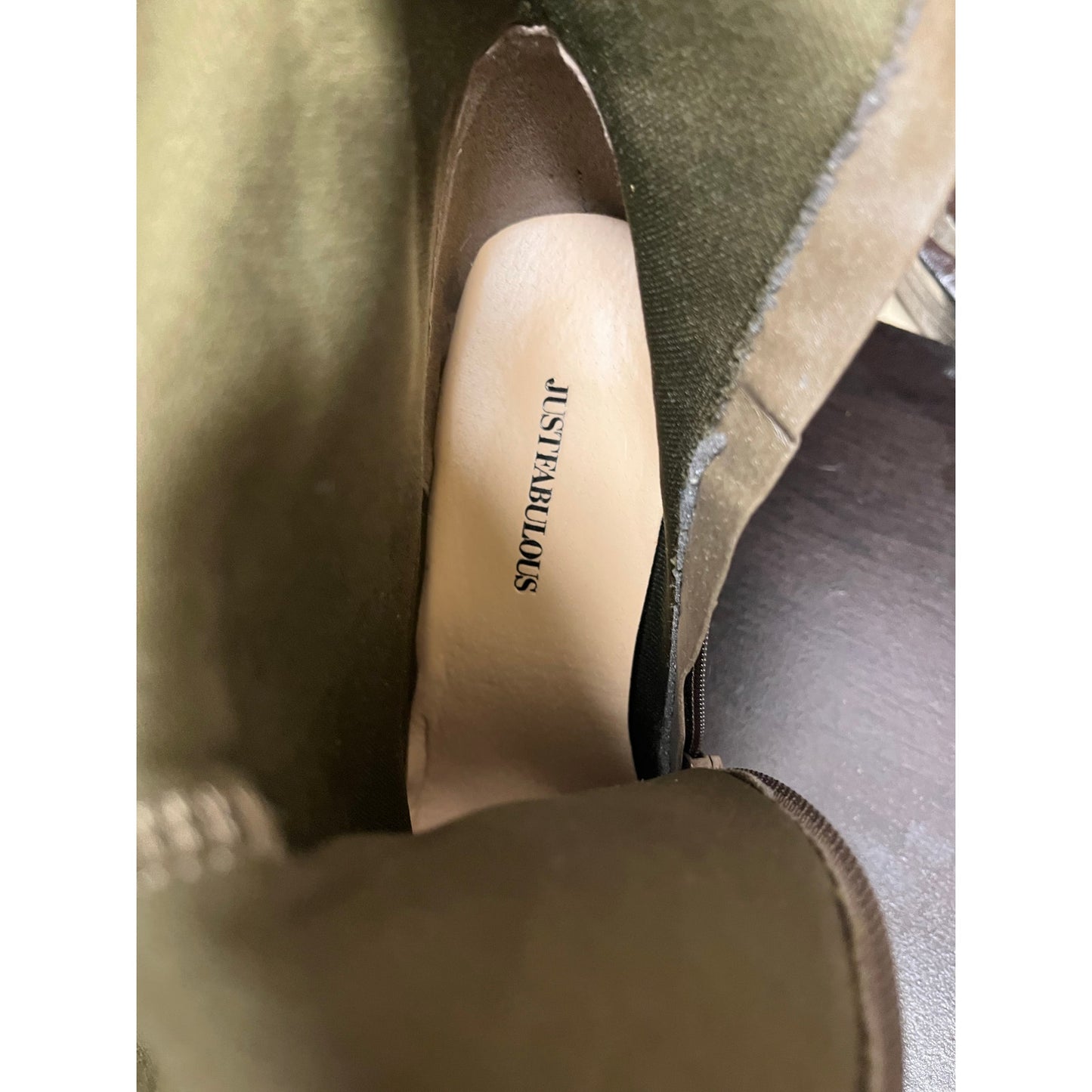 Just Fabulous Olive Green Long Boots Size 8.5