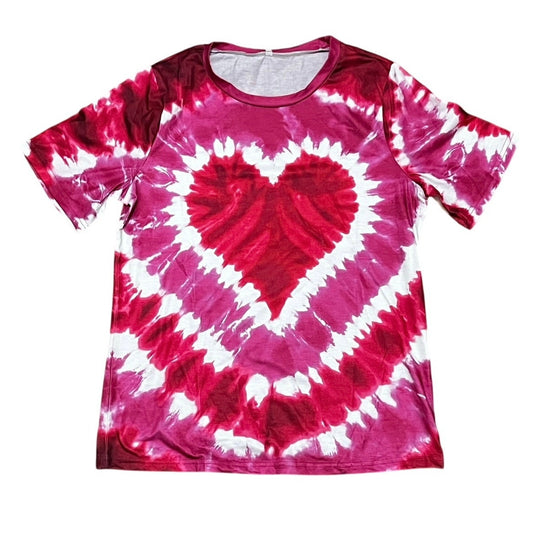 Women’s Heart Shirt Pink & Red Hearts Size Large
