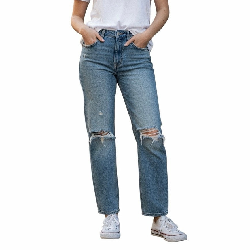 Wild Fable Women’s Mid Rise Straight Retro De Tiro Medio Size 4 Light Blue