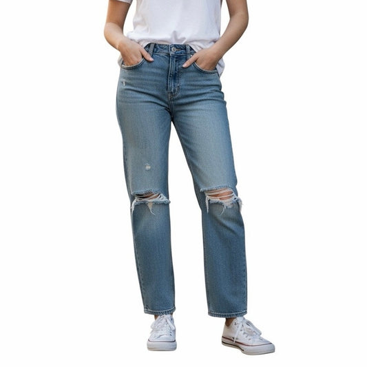Wild Fable Women’s Mid Rise Straight Retro De Tiro Medio Size 4 Light Blue