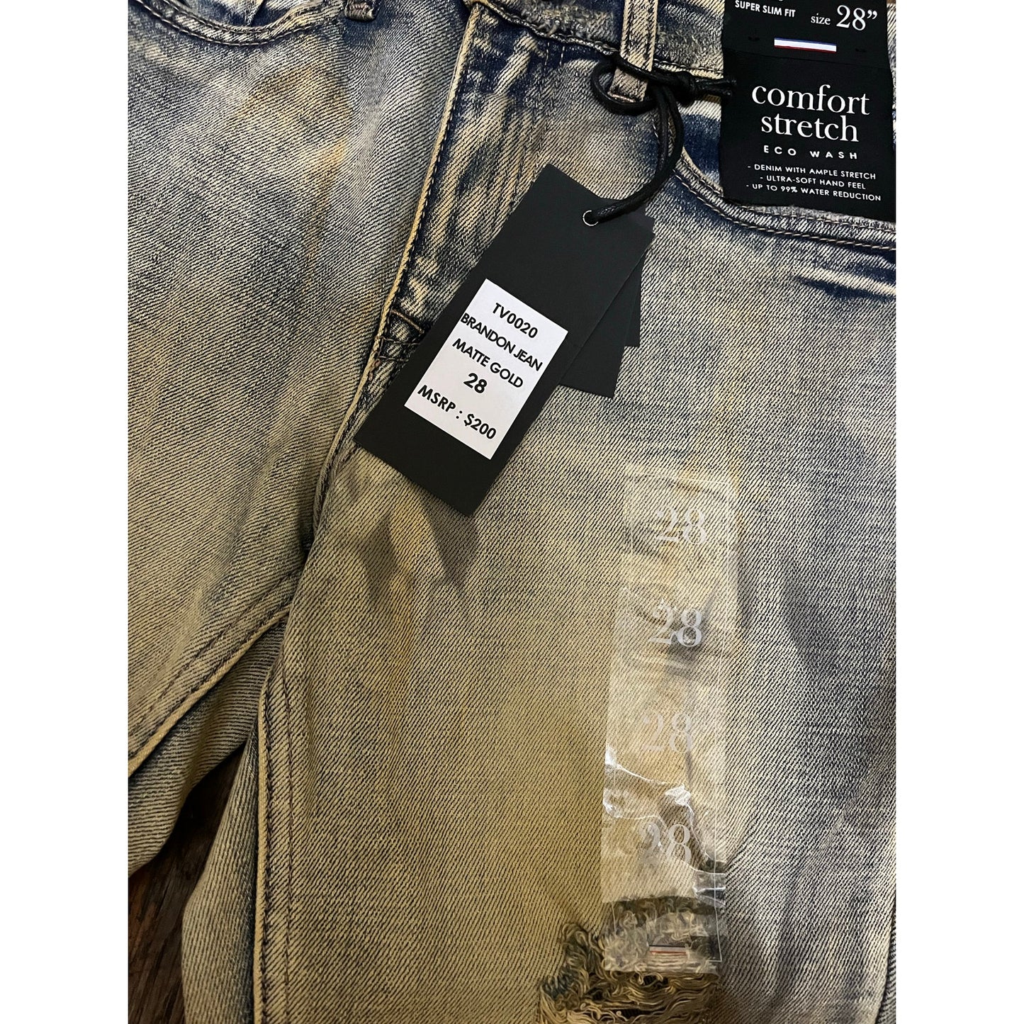 Si Tu Veux Brandon Jean’s Matte Gold Size 28 New