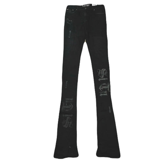 Si Tu Veux Black Jean’s Size 36 With design on the legs