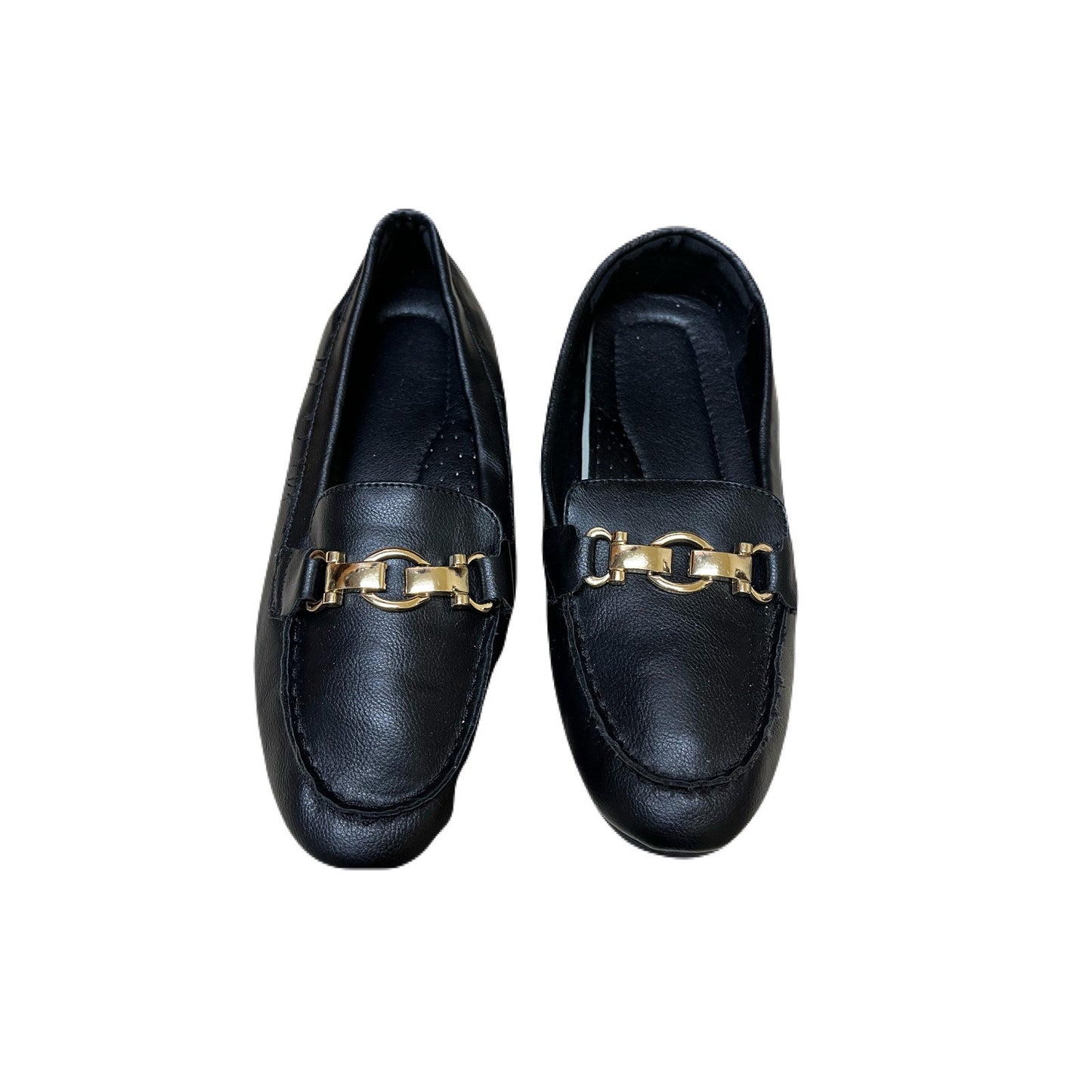Women’s Black loafers With Gold Straps Size 7 Brand New No Box