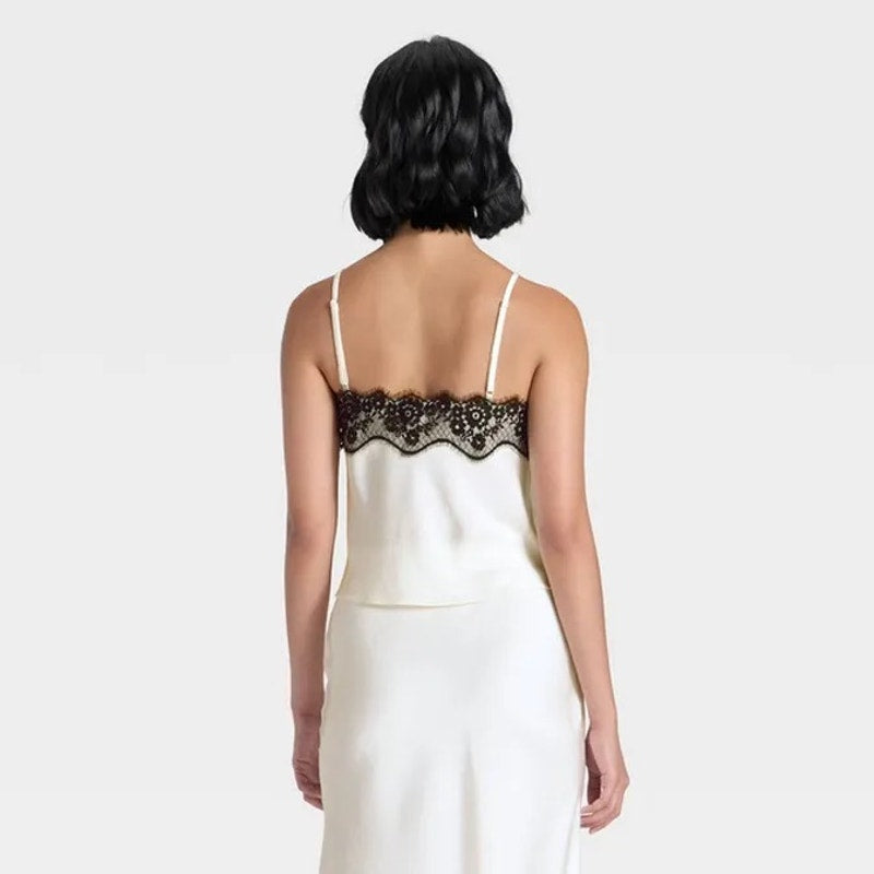 A New Day Women's Lace Trim Cami Top Size XL White