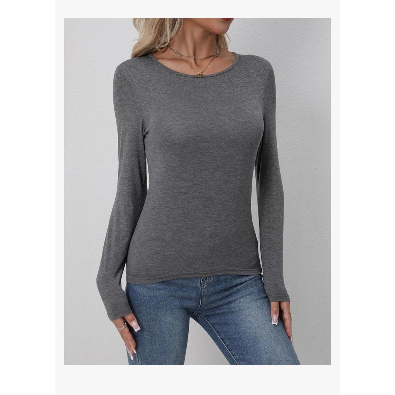 3 Pack Women's Crewneck Long Sleeve Shirts Slim Crew Neck Slim Size medium