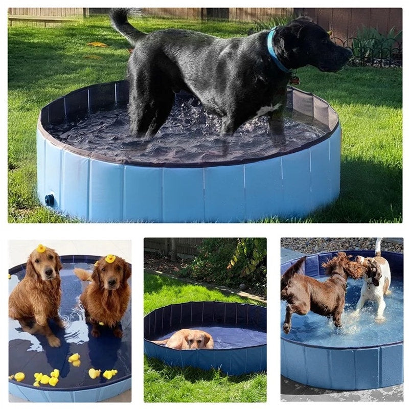 Foldable Pet Swimming Pool for Indoor/Outdoor, Blue, L