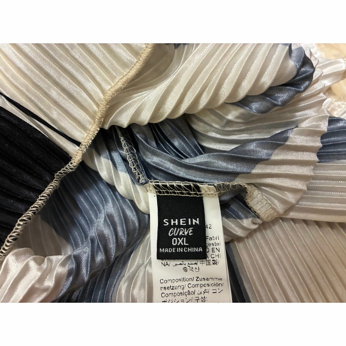 SHEIN SXY black and white abstract striped pleated off-shoulder romper