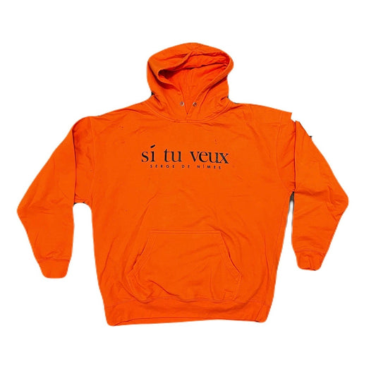 Si Tu Veux Orange Men’s Hoodie Size 2 XL