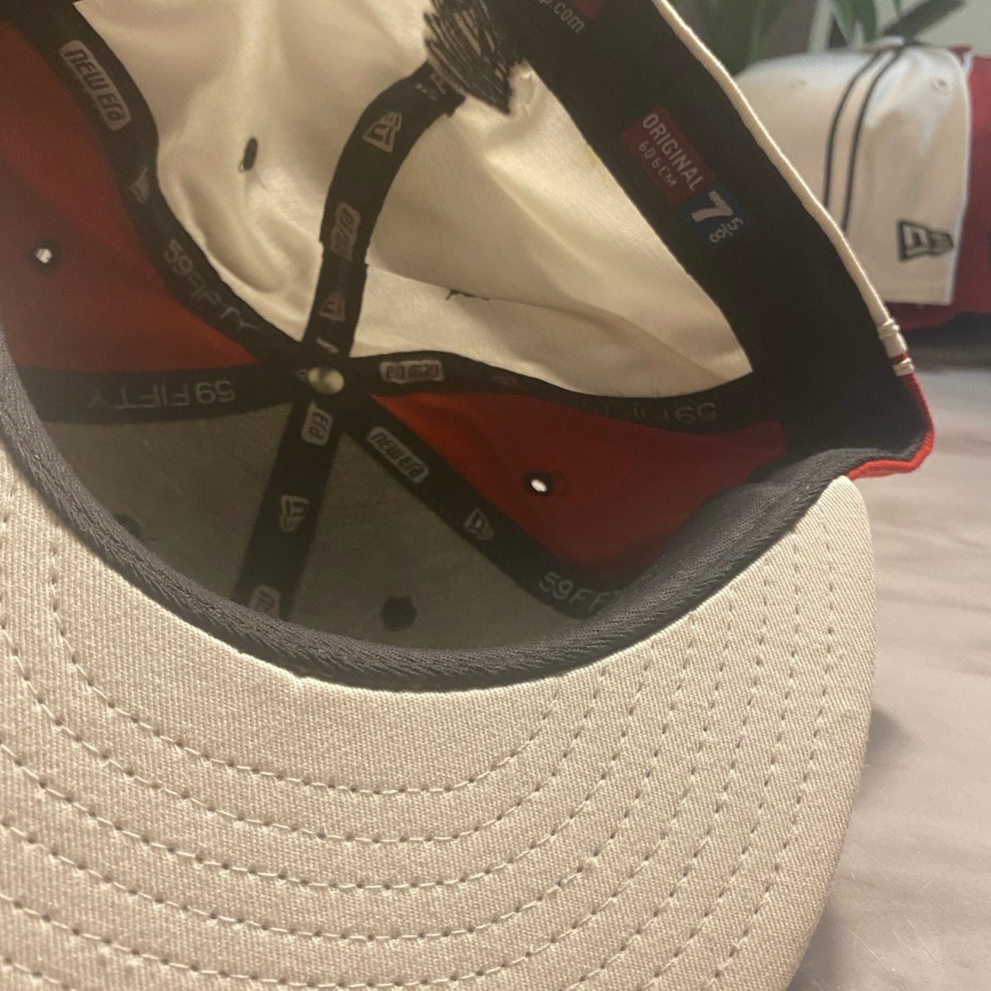 New Era Hat 7 5/8 Black/Red/White