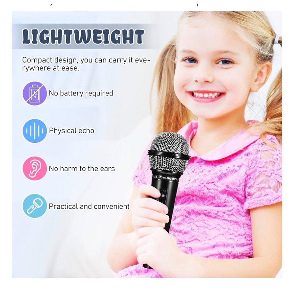 Microphone for Kids, 6.4" Fake Toy Microphones for Toddler Plastic Pretend Play