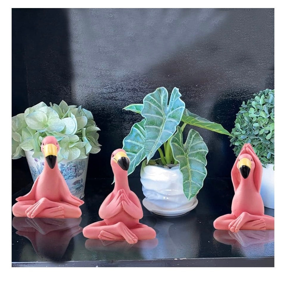 Mini Yoga Flamingo Figurines New