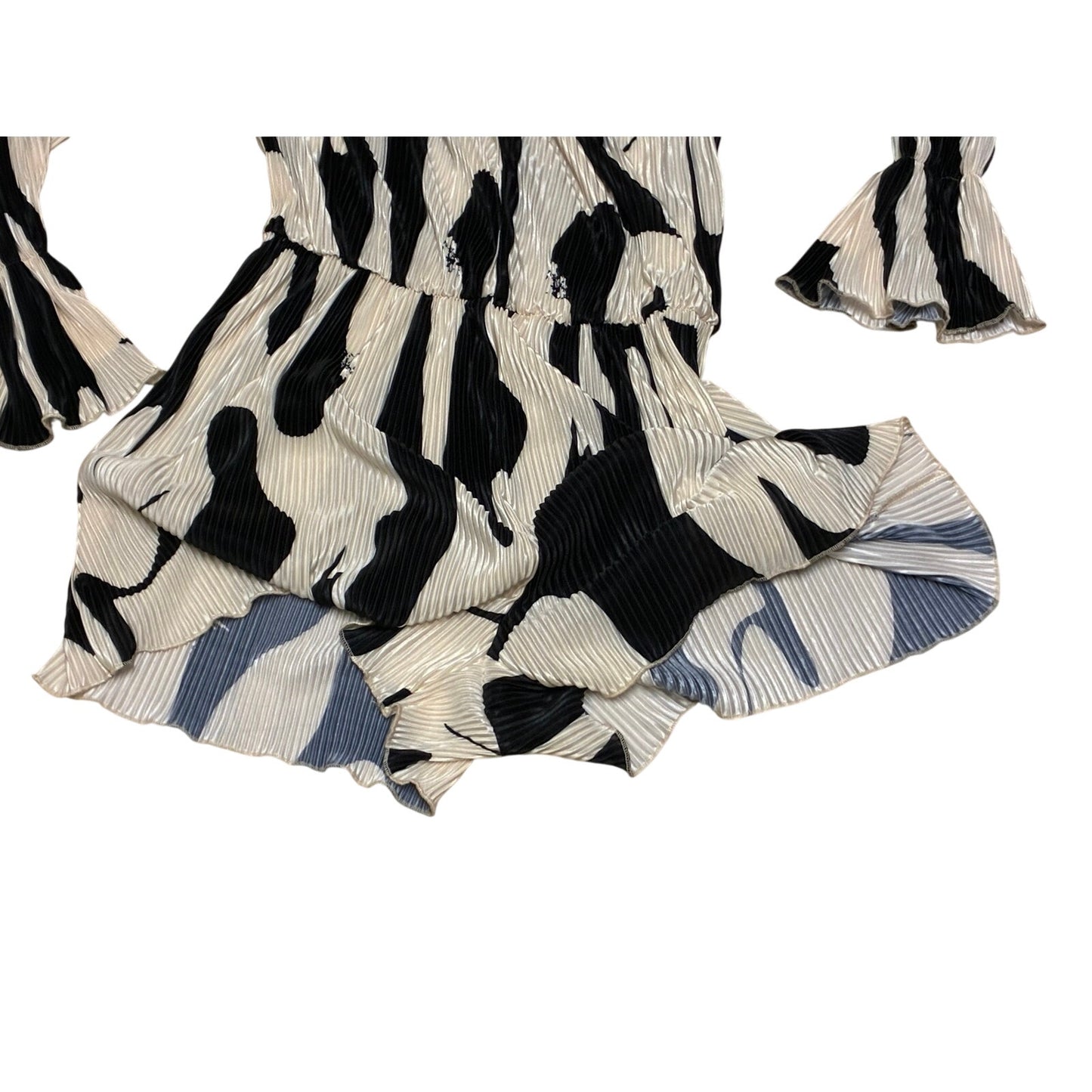 SHEIN SXY black and white abstract striped pleated off-shoulder romper