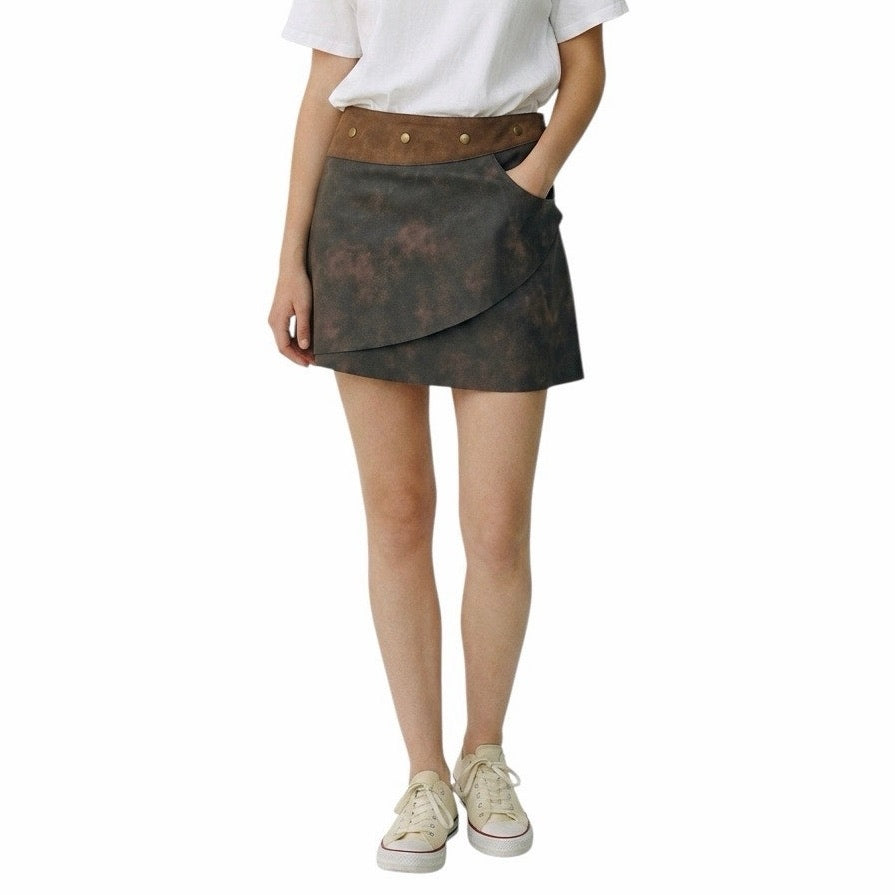 White Fox We Go Down Together Mini Skirt-XL Brown