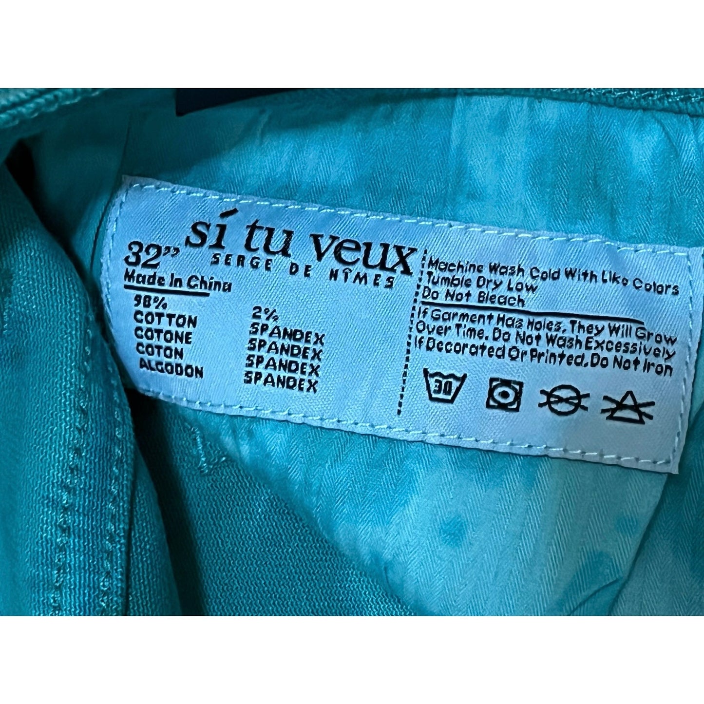 Si Tu Veux Brutini Cargo Jeans Teal Size 32