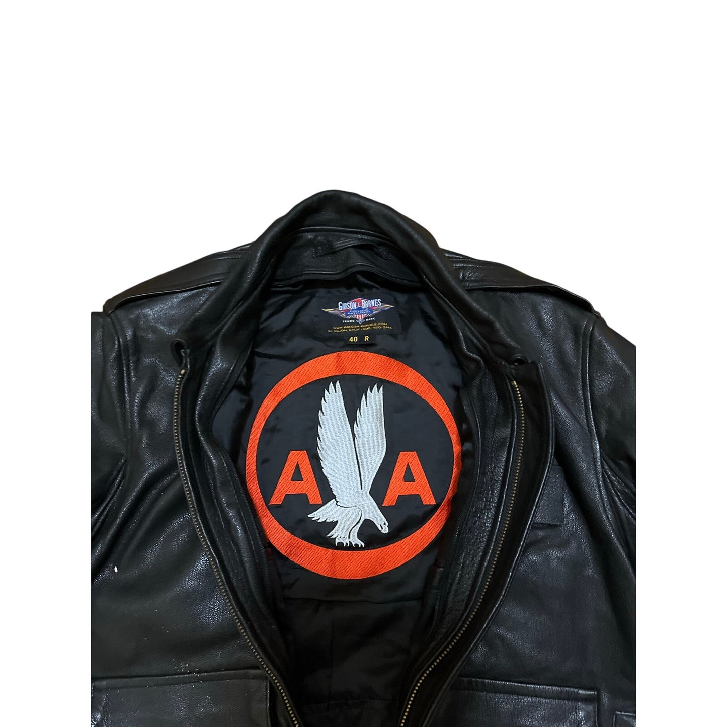 GIBSON & BARNES Heavy Duty 48 R Flight Bomber Zip In Liner LEATHER Pilot Jacket Size Large