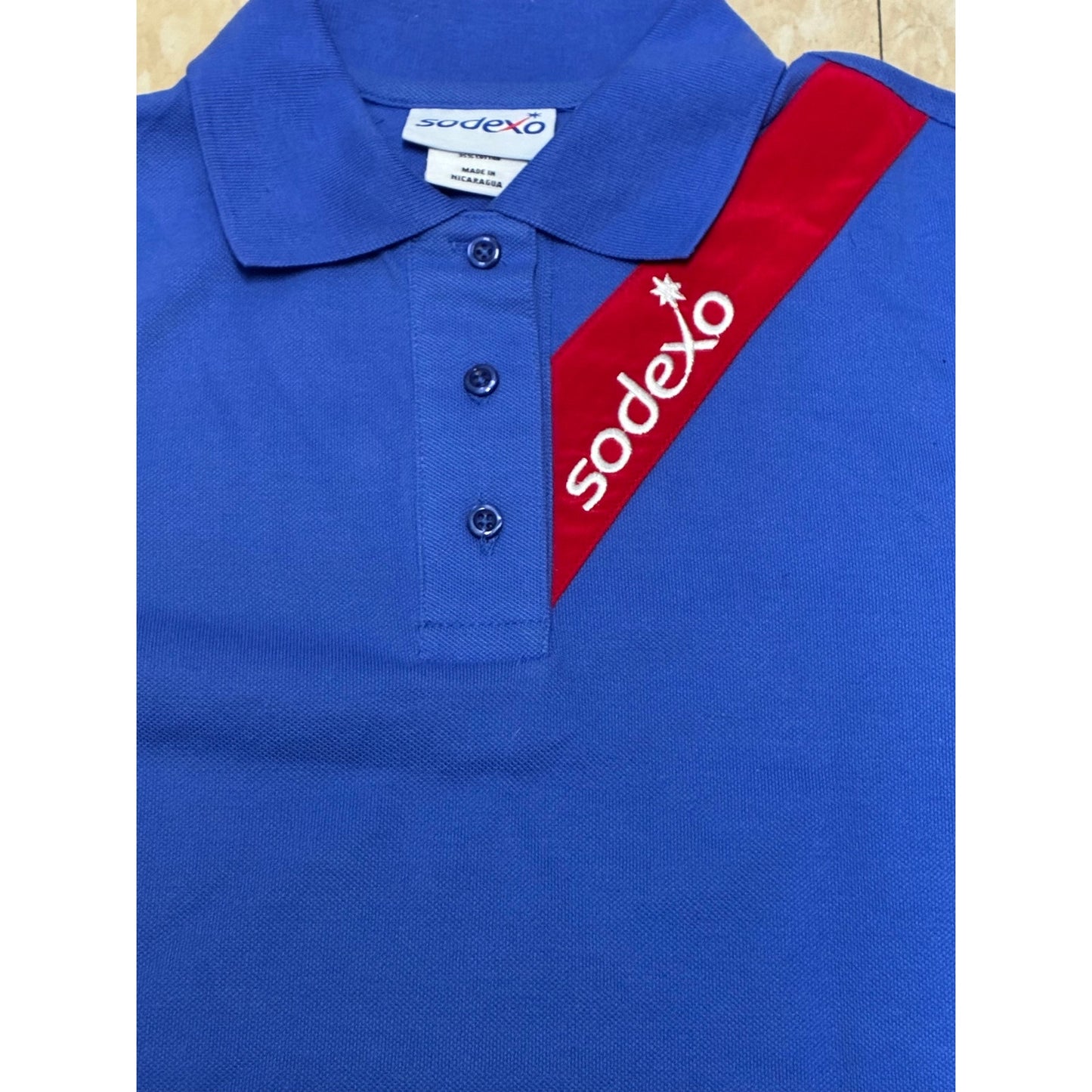 Sodexo Royal Blue Collar Men’s Shirt With 3 Buttons Size Medium