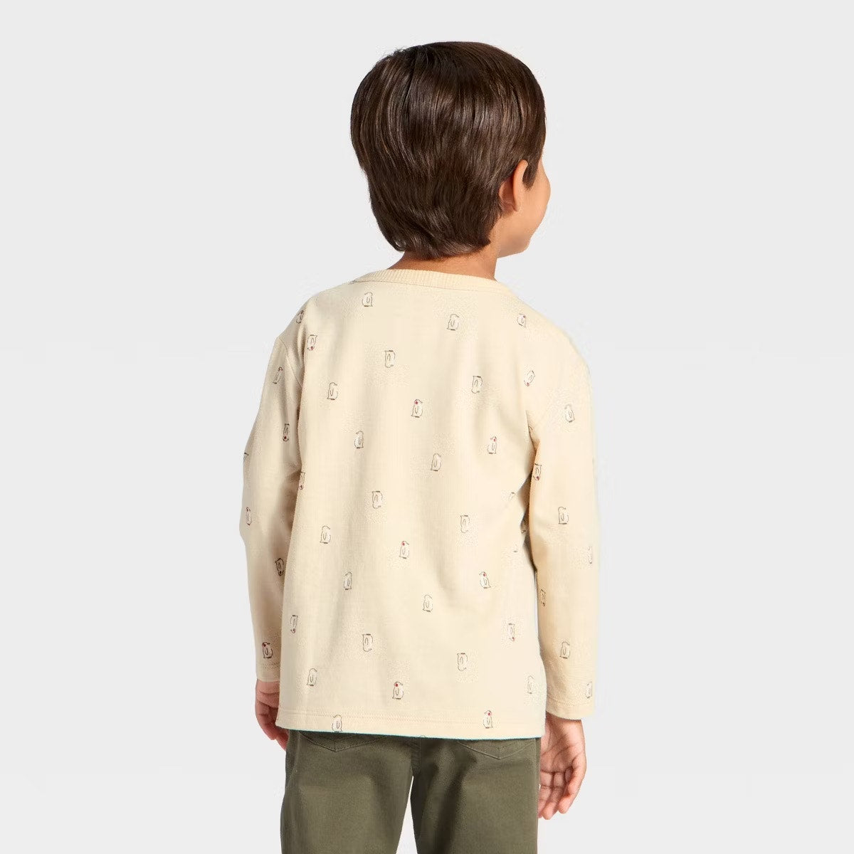 Toddler Boys' Long Sleeve Relaxed T-Shirt - Cat & Jack Khaki 12M