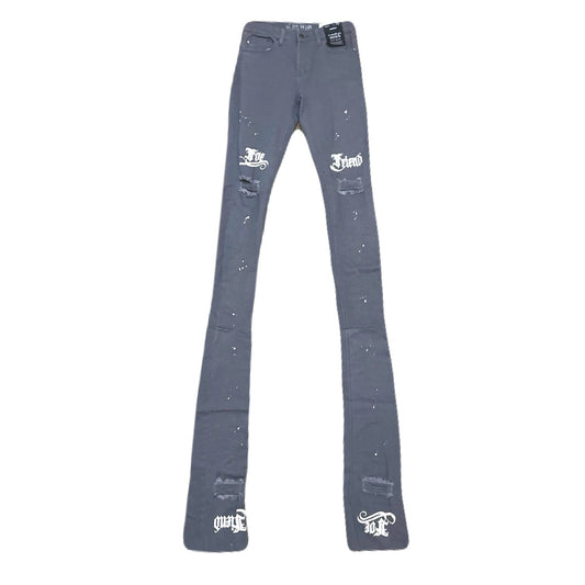 Si Tu Veux Dark Gray Superstack Jeans Size 32