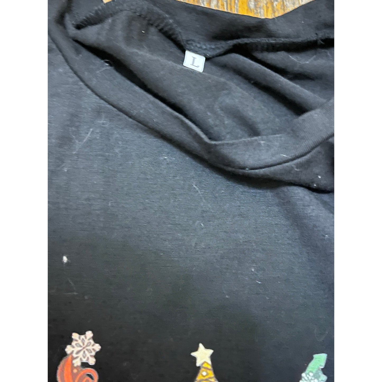 Christmas Black Long  Sleeve T-Shirt Size Large