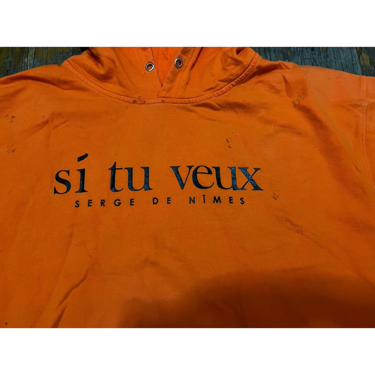 Si Tu Veux Orange Men’s Hoodie Size 2 XL