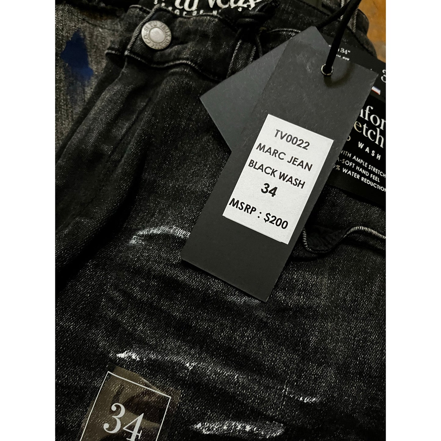 Si Tu Veux Marc Jeans Black Wash Superstack Mens Size 34