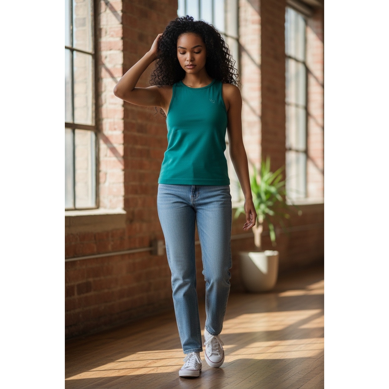 Vanquish Elevate Seamless Emerald Teal Racer Back MIDI Tank Top Size Large