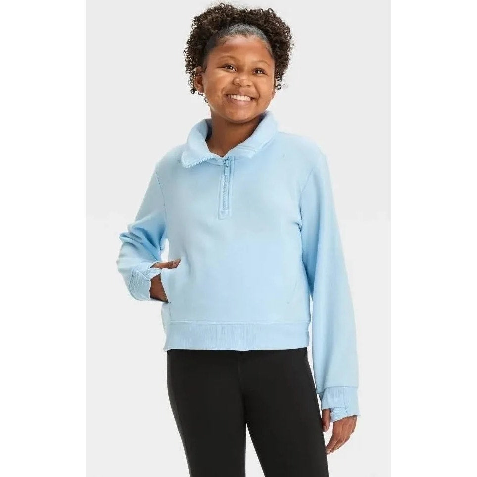 All in Motion Girls' 1/2 Zip Fleece Pullover Sweatshirt Size 10/12